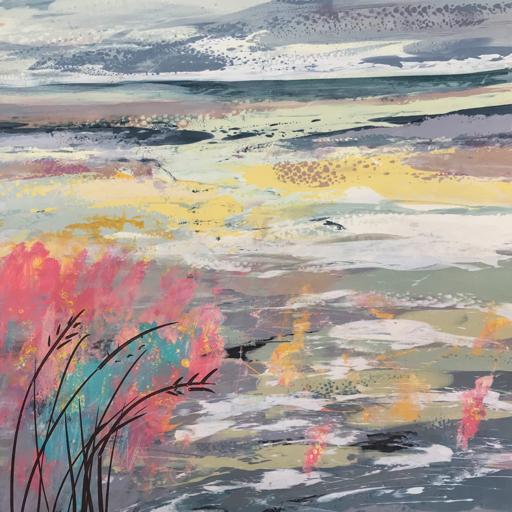 Japanese Landscape Silkscreen Painting Gail Mason