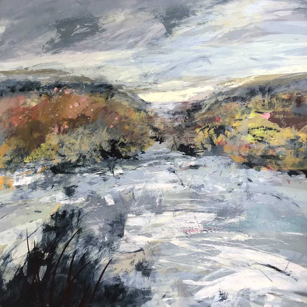 River Rain Silkscreen Painting Gail Mason