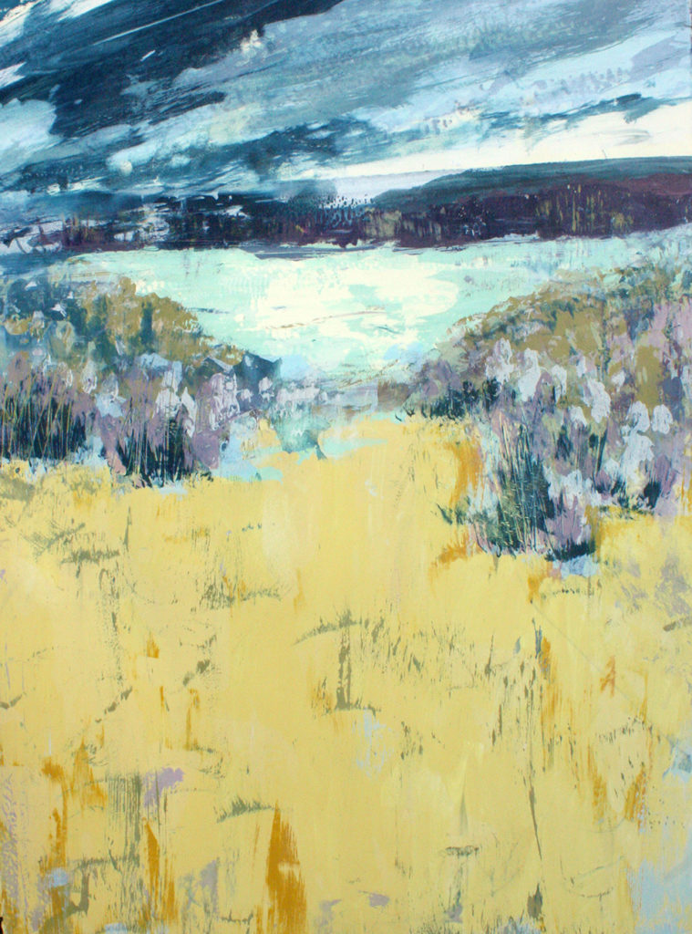 Yellow Field Silkscreen Painting Gail Mason
